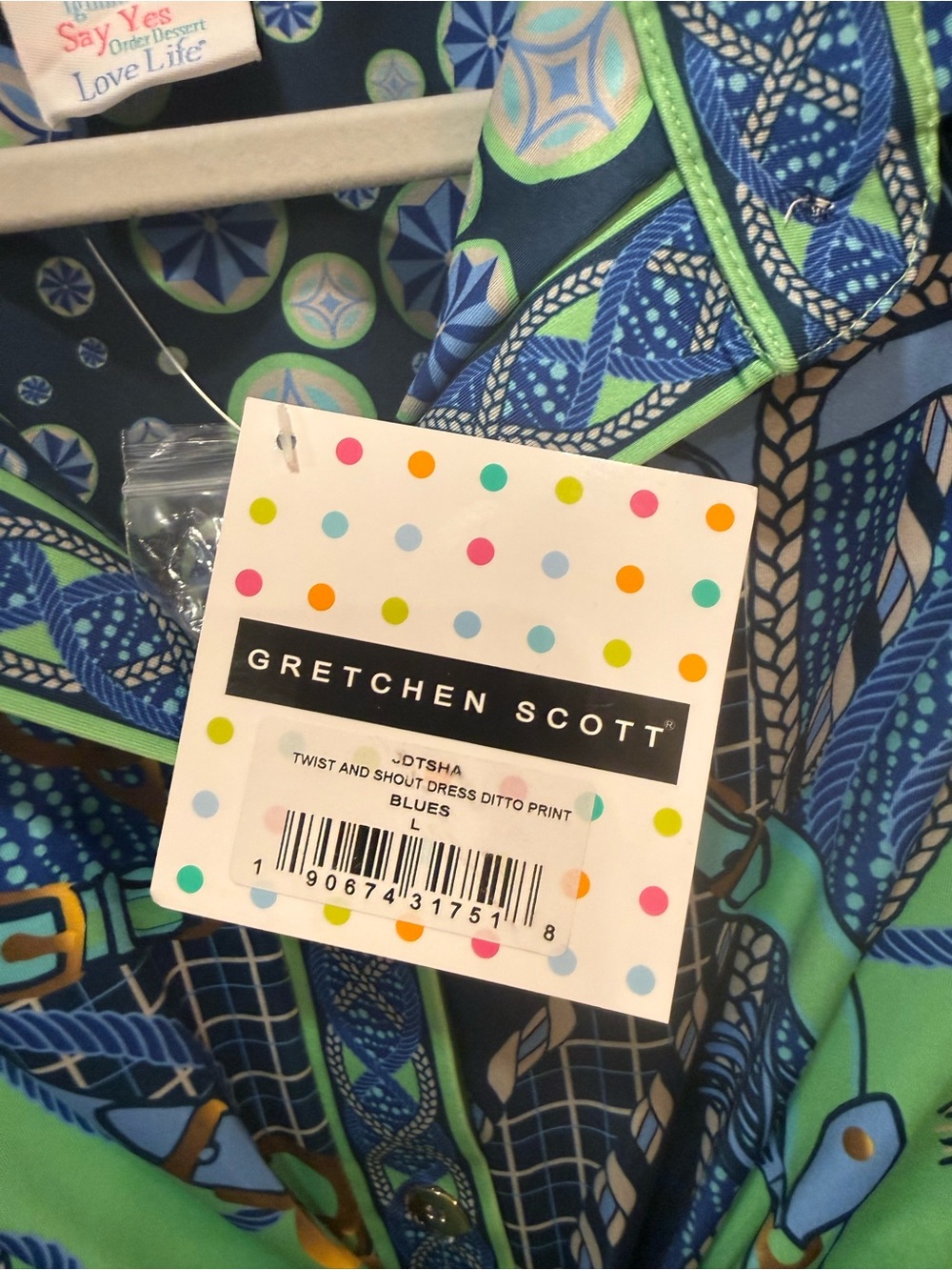 Gretchen Scott Designs Navy Blue & Green Twist and Shout Dress - Picture 2 of 2